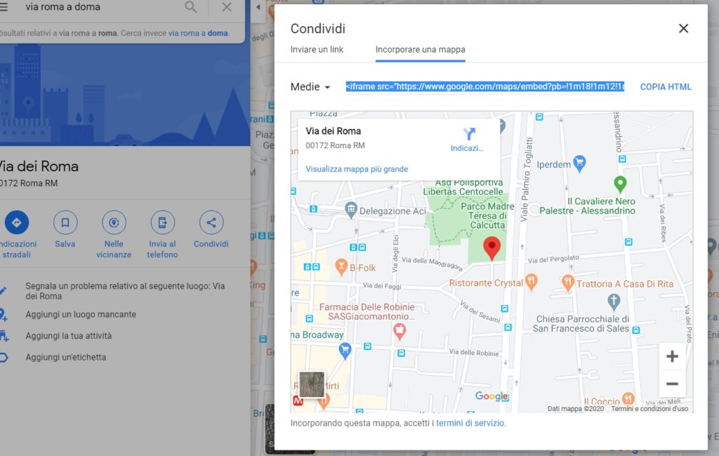 inserire una mappa di Google in articolo WordPress