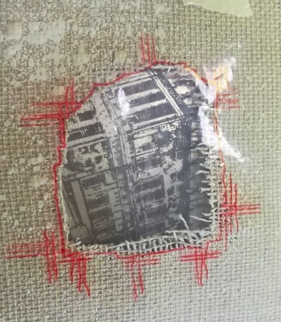 disegno intarsio risarcitura tela