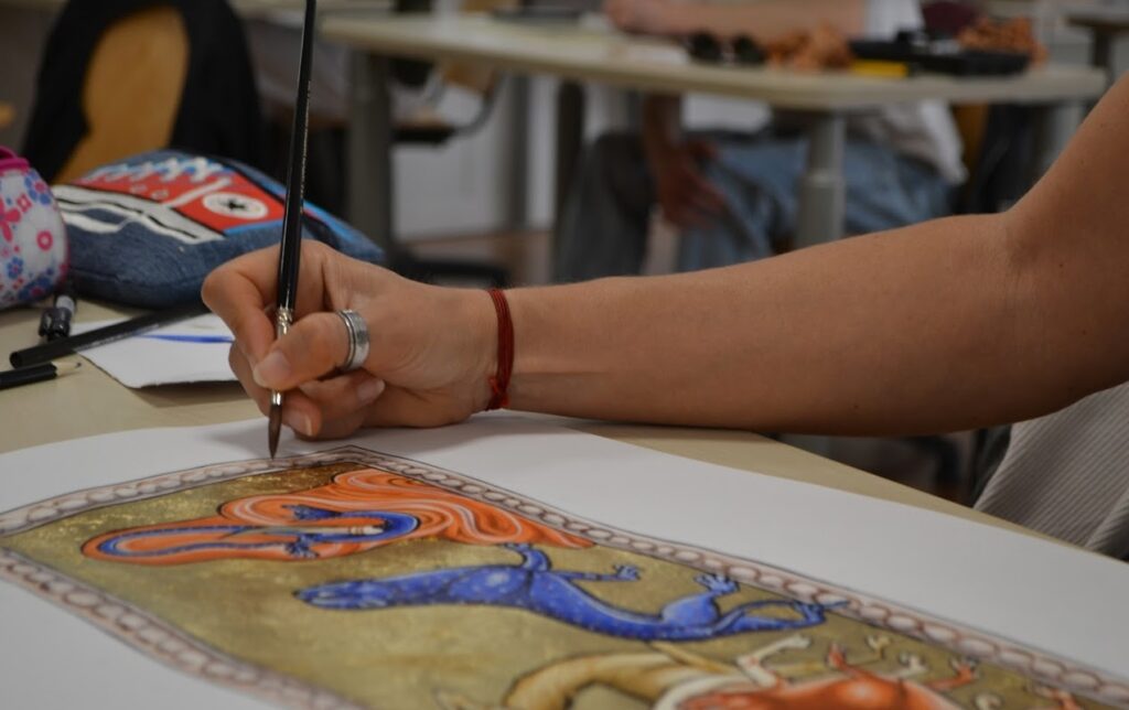 From the Aberdenn Bestiary with egg tempera and gilding
