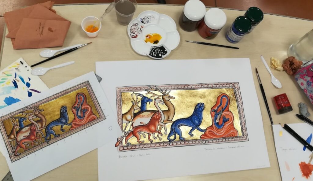 From the Aberdenn Bestiary with egg tempera and gilding
