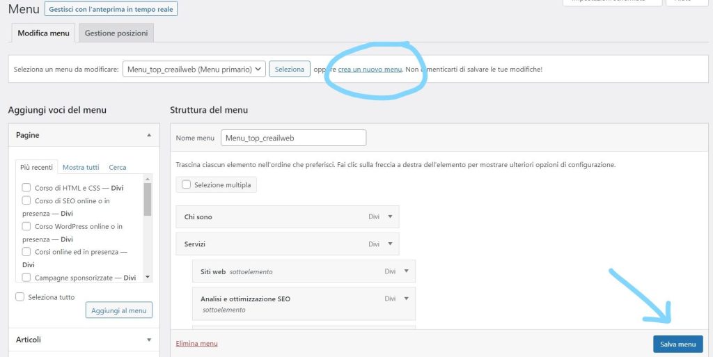 create a new menu in wordpress