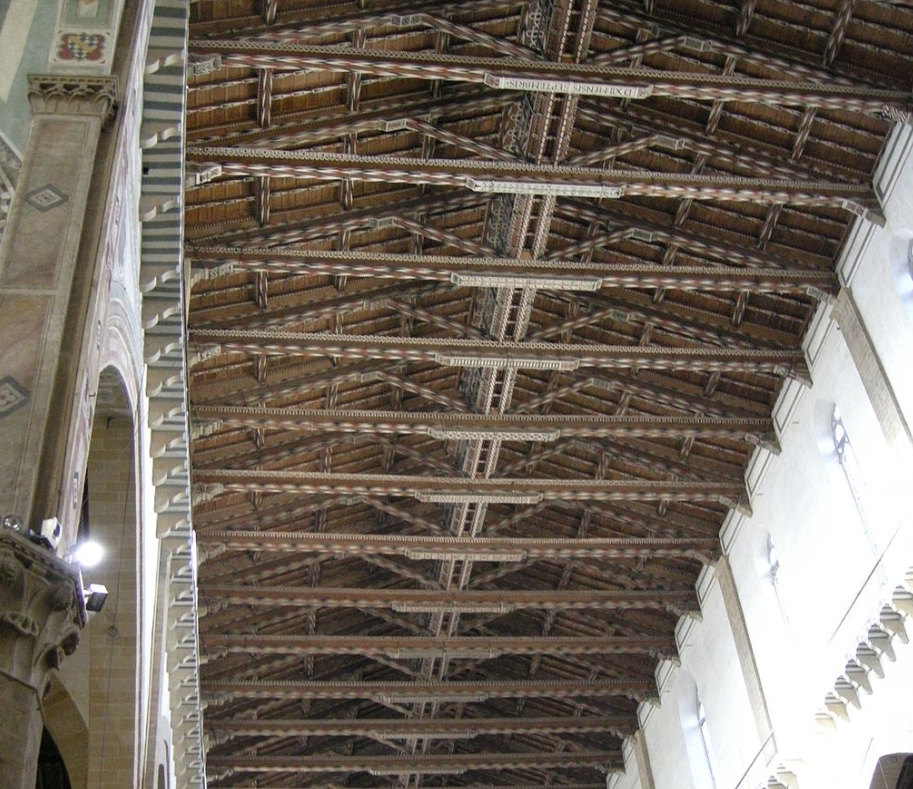 Le capriate del soffitto della Basilica di Santa Croce a Firenze